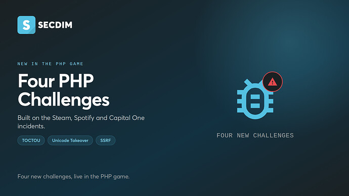 Four new PHP challenges, three from real incidents